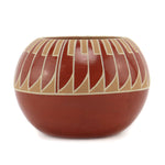 Janel Thompson - Santa Clara Polychrome Jar with Feather Design c. 1980-90s, 2.5" x 3.25"