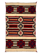 Navajo Serape-Style Wearing Blanket with Indigo Dye, 61.5" x 39"