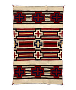 Navajo Serape-Style Wearing Blanket with Indigo Dye, 61.5" x 39"