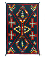 Jalucie Marianito - Contemporary Navajo Serape-Style Rug with Hand-Dyed Churro Wool, 89.5" x 60"