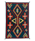 Jalucie Marianito - Contemporary Navajo Serape-Style Rug with Hand-Dyed Churro Wool, 89.5" x 60"