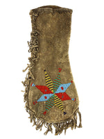 Santee Sioux Beaded Leather Tobacco Bag c. 1890s, 14" x 6"
