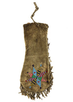 Santee Sioux Beaded Leather Tobacco Bag c. 1890s, 14" x 6"