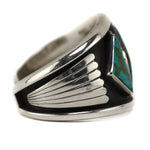 Carl Allen Begay - Navajo - Blue Gem Turquoise and Silver Overlay Row Bracelet c. 1960s, size 6.25