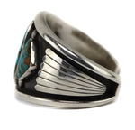 Carl Allen Begay - Navajo - Blue Gem Turquoise and Silver Overlay Row Bracelet c. 1960s, size 6.25