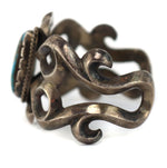 Frances Jones (b. 1943) - Navajo - Morenci Turquoise and Silver Sandcast Bracelet c. 1970-80s, size 6.25