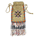 Apache Beaded Leather Bag c. 1920s, 7.5" x 5"