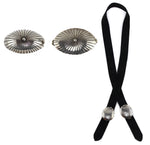 Set of 3: James Shay and White Hogan Shop - Navajo - Sterling Silver Hair Barrette, Belt Buckle, and Belt c. 1980s