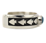 Ramon Dalangyawma - Hopi - Contemporary Kingman Turquoise and Sterling Silver Overlay Bracelet with Arrowhead Design, size 6.75