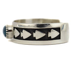 Ramon Dalangyawma - Hopi - Contemporary Kingman Turquoise and Sterling Silver Overlay Bracelet with Arrowhead Design, size 6.75