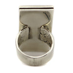 Ramon Dalangyawma - Hopi - Contemporary Sterling Silver Overlay Ring with Cornstalk Design, size 6.25