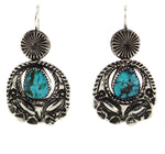 Ernie E. Lister (b. 1953) - Navajo - Turquoise and Silver Barber Quarter French Hook Earrings c. 2026, 2.25" x 1.25"