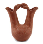 Santa Clara Redware Wedding Vase c. 1920s, 6.625" x 6.5" x 4"