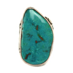 Navajo - Turquoise and Silver Ring with Stamped Design c. 1950-60s, size 6.25