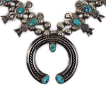Navajo - Turquoise and Silver Box and Bow Squash Blossom Necklace c. 1940s, 24.5" length