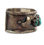 Navajo - Turquoise and Silver Bracelet with Stamped Design c. 1950s, size 7.5