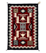 Julin Bahe - Navajo Crystal Storm Pattern Rug with 5 "Sampler" Pictorials c. 1980s, 70" x 46"