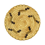 Tohono O'odham Polychrome Coil Plaque c. 1960s, 6.25" diameter