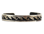 Lawrence "Larry" Pooyouma (d. 1991) - Hopi Crafts - Silver Overlay Bracelet with Pictorial Design c. 1960s, size 6