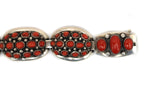 Frank Patania, Sr. (1899-1964) and Thunderbird Shop - Coral Cluster and Sterling Silver Link Bracelet, size 7.5 (J91699-0123-043)