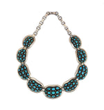 Frank Patania, Sr. (1899-1964) and Thunderbird Shop - Turquoise Cluster and Sterling Silver Link Necklace, 16" length (J91699-0123-044)