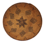 Apache Basket with Geometric Diamond and Flower Design c. 1900s, 3.25" x 11.5"