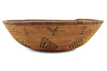 Apache Basket with Geometric Diamond and Flower Design c. 1900s, 3.25" x 11.5"