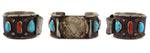 Navajo - Turquoise, Coral, and Silver Watchband c. 1940-50s, size 7
