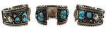 Navajo - Turquoise and Silver Overlay Watch Band with Leaf Design c. 1950s, 6" length