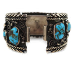 Navajo - Turquoise and Silver Overlay Watch Band with Leaf Design c. 1950s, 6" length