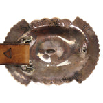 Marcella James - Navajo - Sterling Silver and Leather Concho Belt with Stamped Design c. 1990s, 30" - 37" size waist