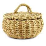 Tohono O'odham Lidded Gap Stitch Basket c. 1970s, 4.75" x 6"