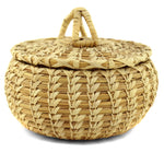 Tohono O'odham Lidded Gap Stitch Basket c. 1970s, 4.75" x 6"