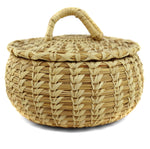 Tohono O'odham Lidded Gap Stitch Basket c. 1970s, 4.75" x 6"