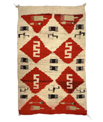 Navajo Transitional Rug with Comb and Arrow Pictorials c. 1900-10s, 63" x 40"