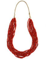 Santo Domingo (Kewa) - 10-Strand Coral Beaded Necklace c. 1970s, 26" length