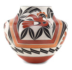 Barbara (b. 1951) and Joseph (b. 1947) Cerno - Acoma Polychrome Olla with Parrot Pictorials c. 1995, 13" x 14.5"