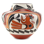 Barbara (b. 1951) and Joseph (b. 1947) Cerno - Acoma Polychrome Olla with Parrot Pictorials c. 1995, 13" x 14.5"