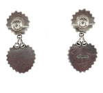 Benny and Valerie Aldrich - Anglo - Multi-Stone Inlay and Silver Heart Dangle Post Earrings c. 1990-2000s, 1.625" x 0.75"