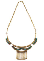 Octavius and Irma Seowtewa - Zuni - Turquoise Needlepoint and 14K Gold Necklace and Post Earrings Set c. 1980-90s