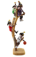 Regina Naha - Hopi "Climbing Clowns" Koshare Basketball Player Kachinas, 19.5" x 13" x 7.5"