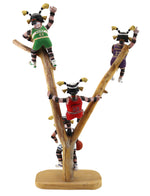 Regina Naha - Hopi "Climbing Clowns" Koshare Basketball Player Kachinas, 19.5" x 13" x 7.5"