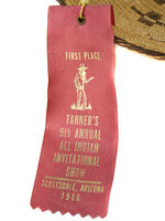 Pima Basket with Coyote Tracks Design c. 1980, 2.5" x 9.5"