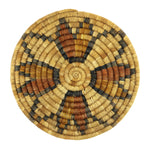 Hopi Polychrome Coil Plaque with Flower Pictorial c. 1920s, 11" diameter