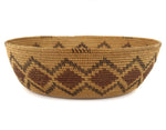 Yokuts Polychrome Basket with Rattlesnake Design c. 1900-20s, 3.75" x 12"