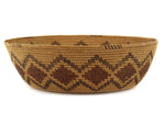 Yokuts Polychrome Basket with Rattlesnake Design c. 1900-20s, 3.75" x 12"
