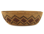 Yokuts Polychrome Basket with Rattlesnake Design c. 1900-20s, 3.75" x 12"