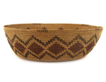 Yokuts Polychrome Basket with Rattlesnake Design c. 1900-20s, 3.75" x 12"