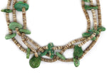 Navajo - 3-Strand Turquoise Nugget and Heishi Necklace c. 1920-30s, 30" length