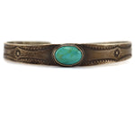 Navajo - Turquoise and Silver Bracelet with Stamped Design c. 1930s, size 6.5